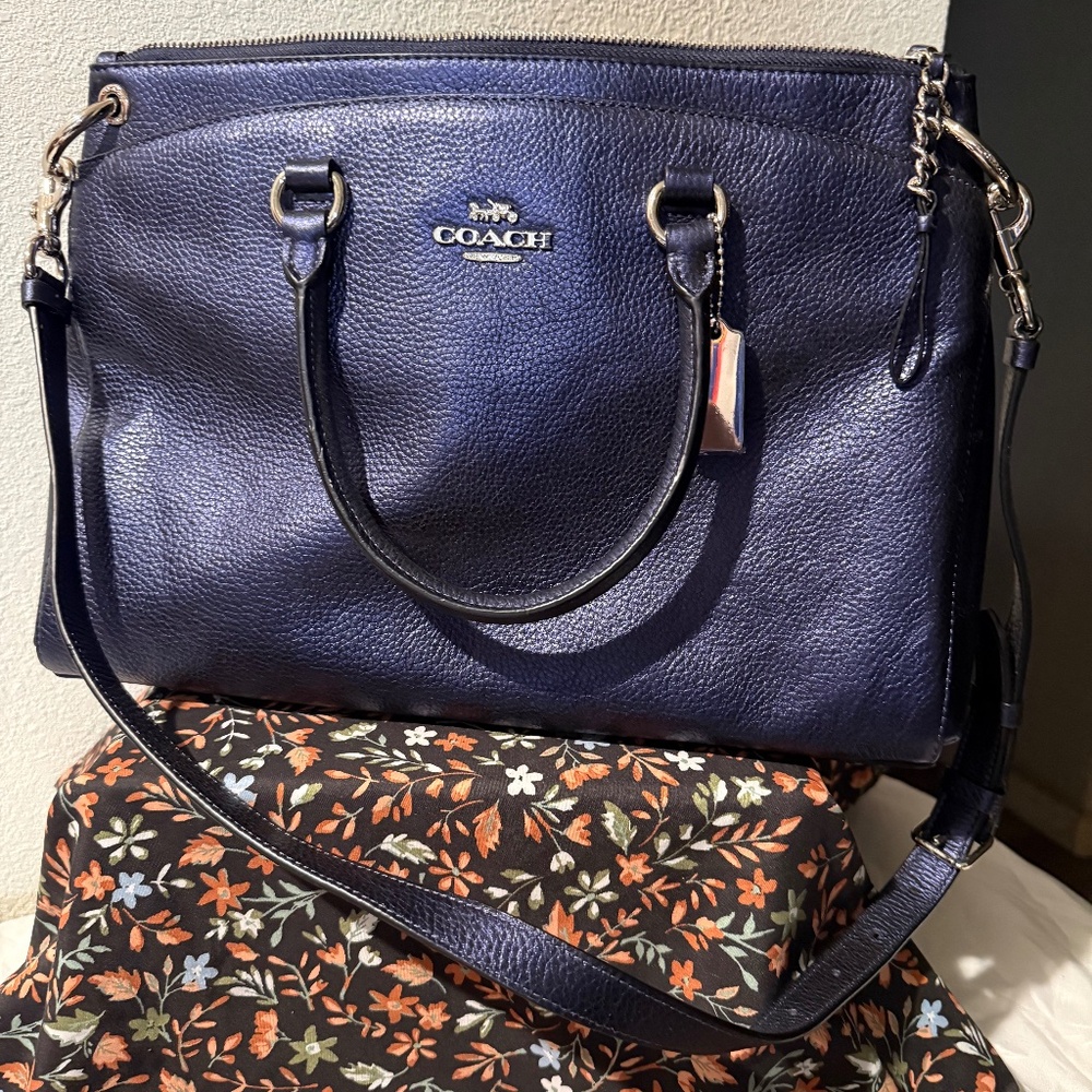 Coach Blue Shimmer Glimmer Metallic Satchel Rare Htf BNNU NWOT